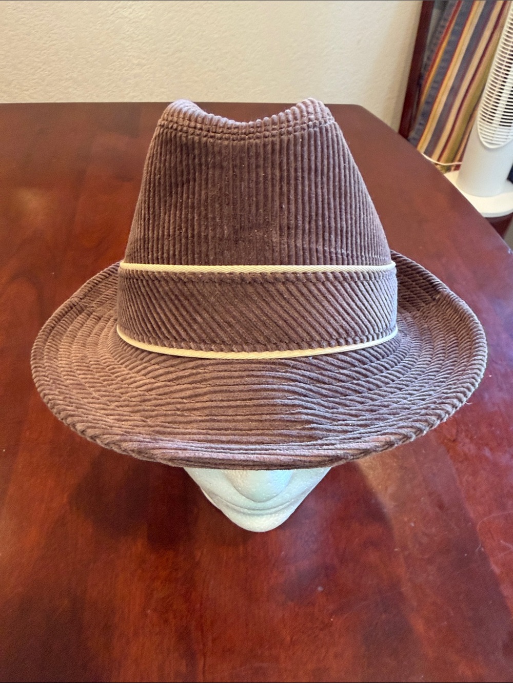 Structure Mauve Corduroy Fedora with Cream Trim